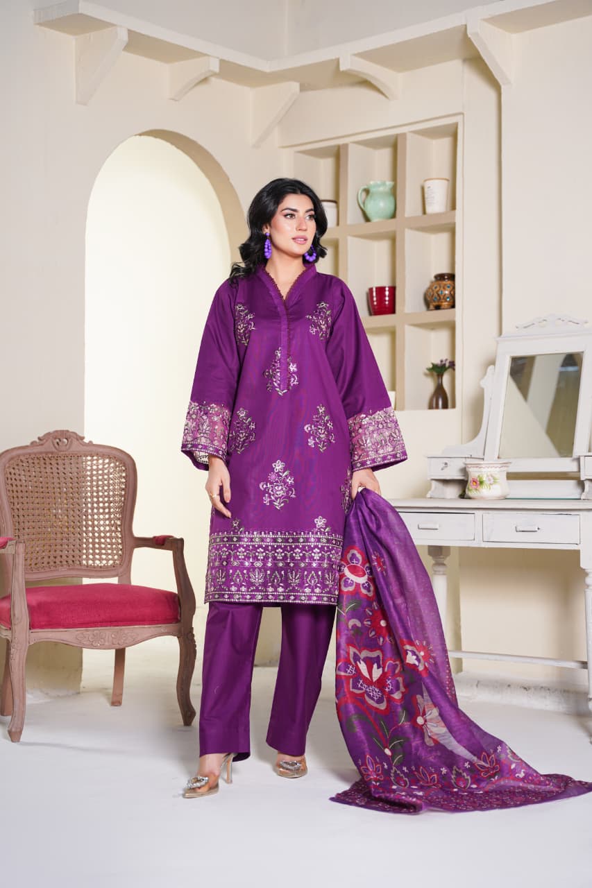 Premium Stitched 3-piece Khaddar Suit | D-3