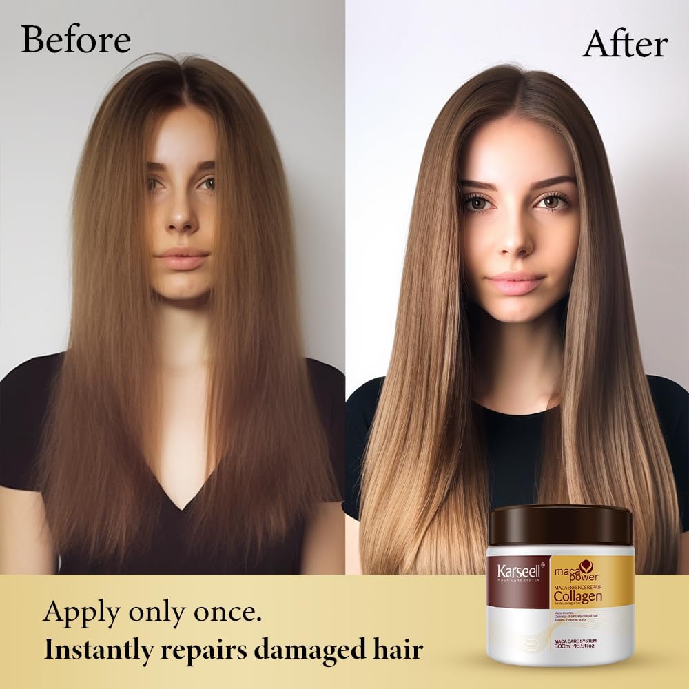 Karseell Collagen Hair Treatment Deep Repair Conditioning Argan Oil Collagen Hair Mask Essence for Dry Damaged Hair All Hair Types