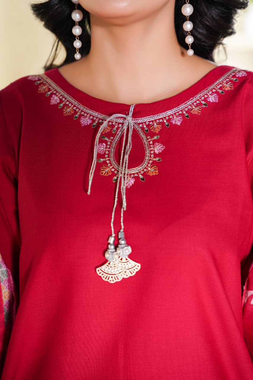 Premium Stitched 3-piece Khaddar Suit | D-1