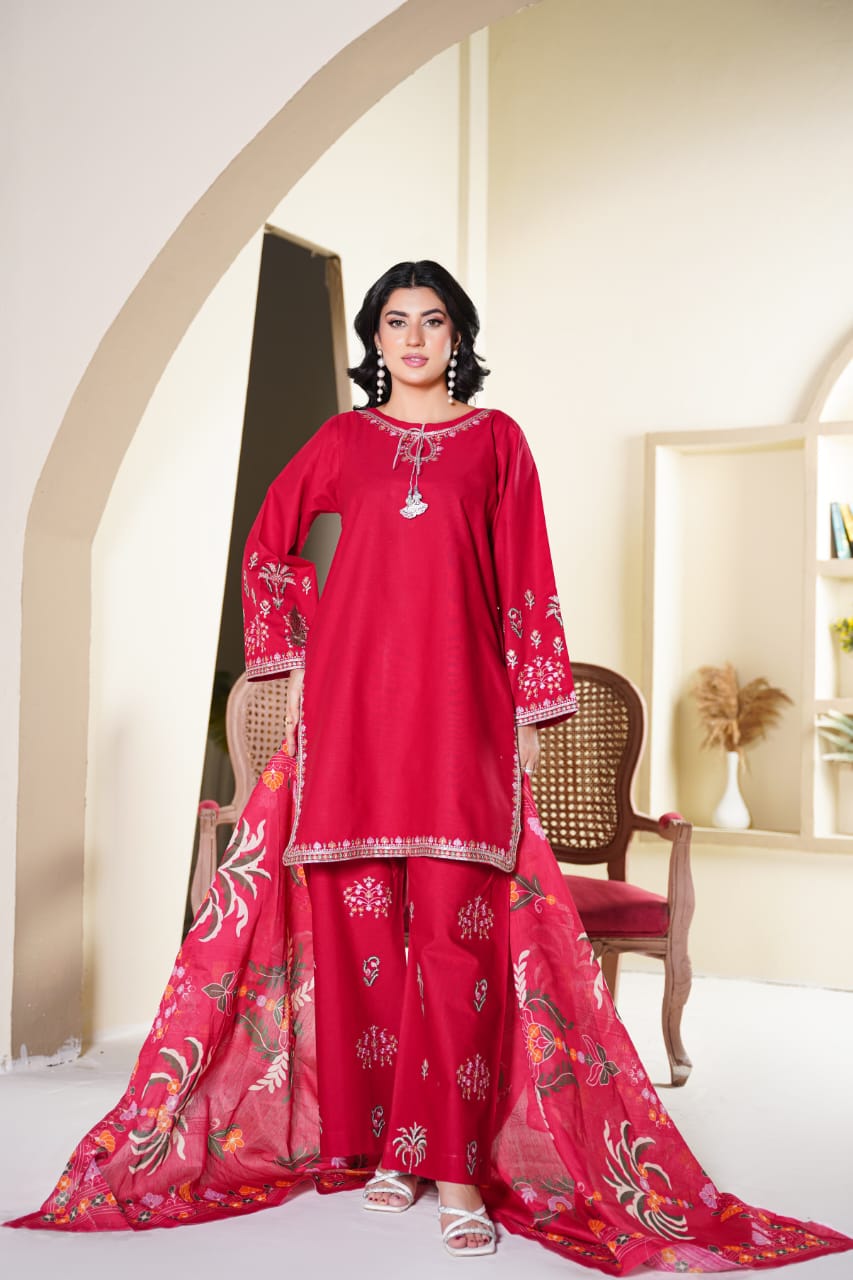 Premium Stitched 3-piece Khaddar Suit | D-1