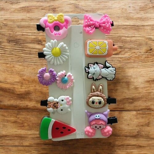 Toddler Girls Hairpin, 5 Pairs | Flower Candy Fruits Rainbow Cute Hair Accessories