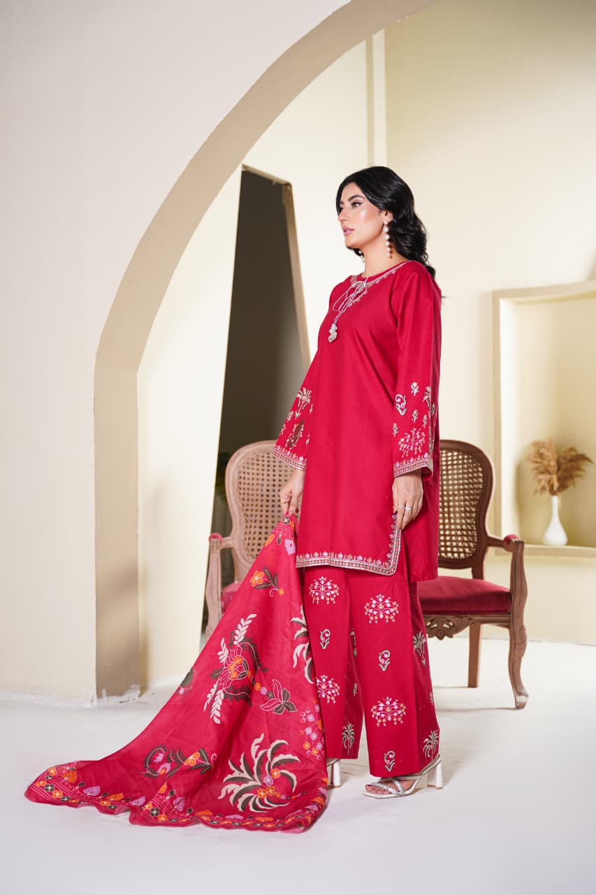 Premium Stitched 3-piece Khaddar Suit | D-1