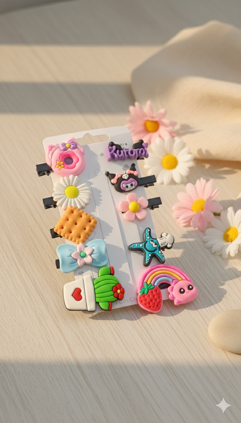 Toddler Girls Hairpin, 5 Pairs | Design 2-Kids Hair Accessories for Styling