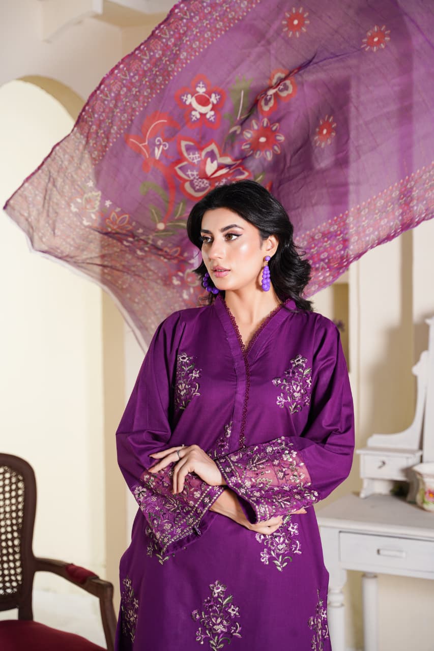 Premium Stitched 3-piece Khaddar Suit | D-3