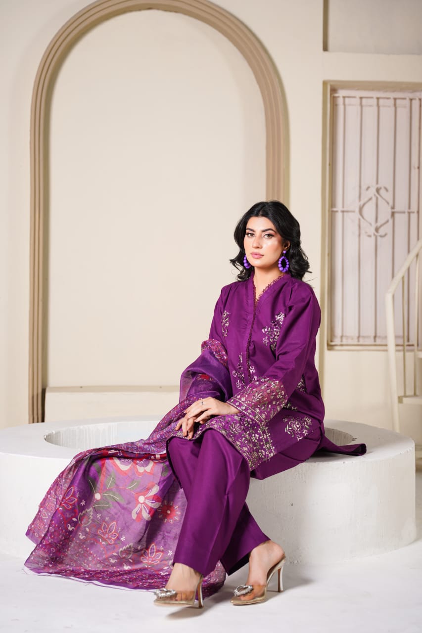 Premium Stitched 3-piece Khaddar Suit | D-3
