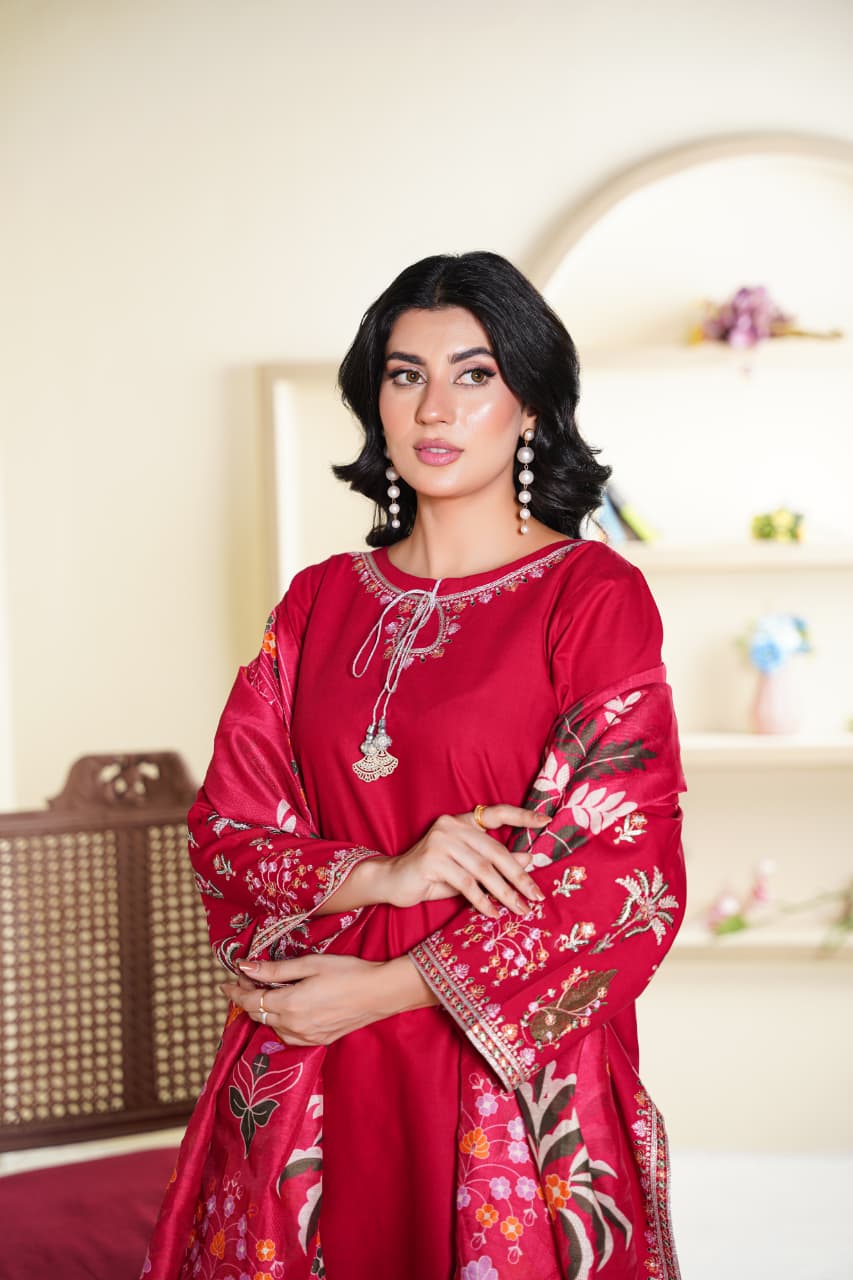 Premium Stitched 3-piece Khaddar Suit | D-1